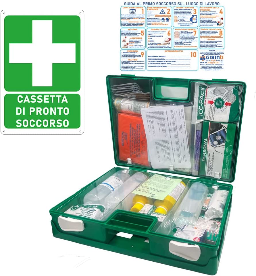 Cassetta pronto soccorso All. 1 con cartello segnalatore pronto soccorso -  e-Medicare